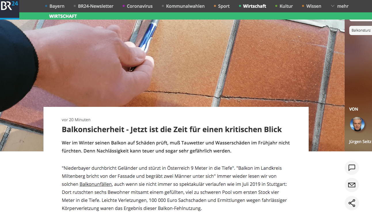 Mein Balkon ist undicht - Hier bekommst Du Hilfe für Deine Balkonsanierung vom Gutachter 